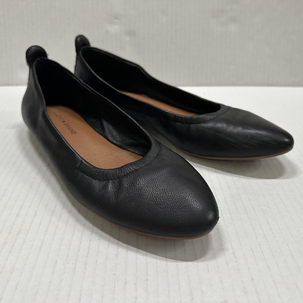 Women's Black Leather Ballet Flats